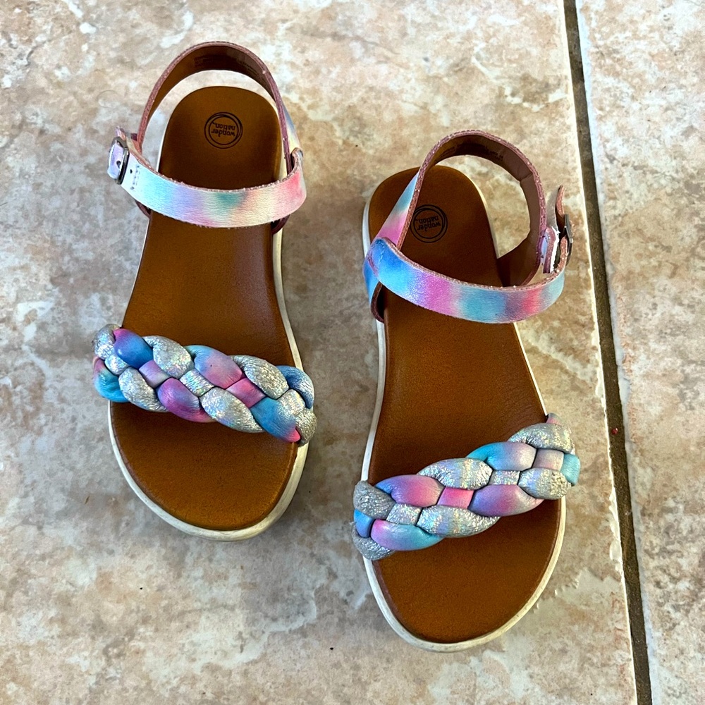 Wonder Nation Toddler Girls Puff Braid Sandals size 11